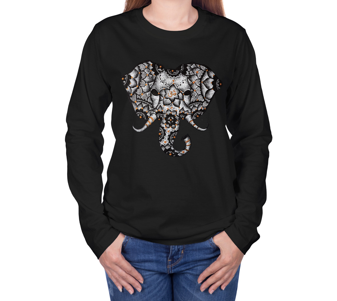 elephant, OM, mandala, long sleeve, crew neck, sweater, fall fashion, winter wear, comfy, casual, fashion art, unisex