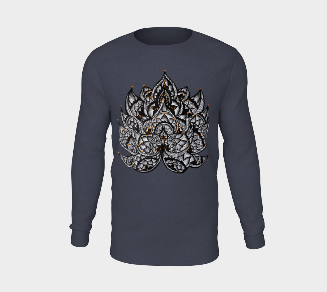 Lotus, lotus flower, yoga, mandala, long sleeve, fall fashion, comfy, casual, winter wear, fashion art, unisex