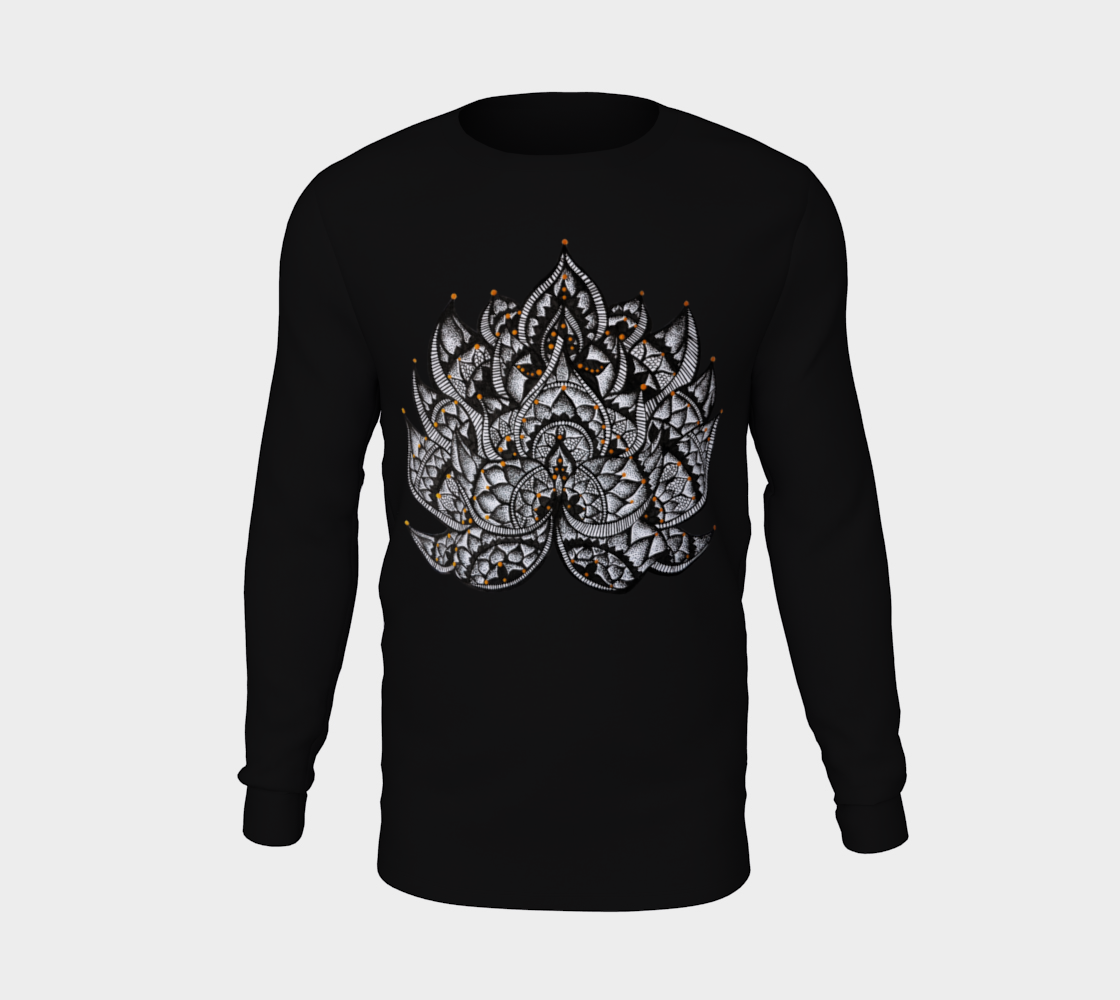 Lotus, lotus flower, yoga, mandala, long sleeve, fall fashion, comfy, casual, winter wear, fashion art, unisex